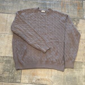 Men's Gray Cable Knit Sweater